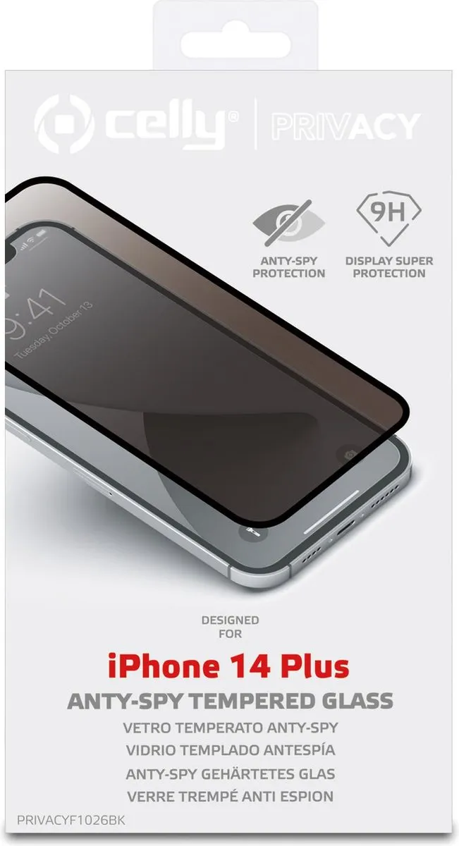 Celly iPhone 14 Pro Max Privacy Screen Protector - Zwart - afbeelding 5 van 6