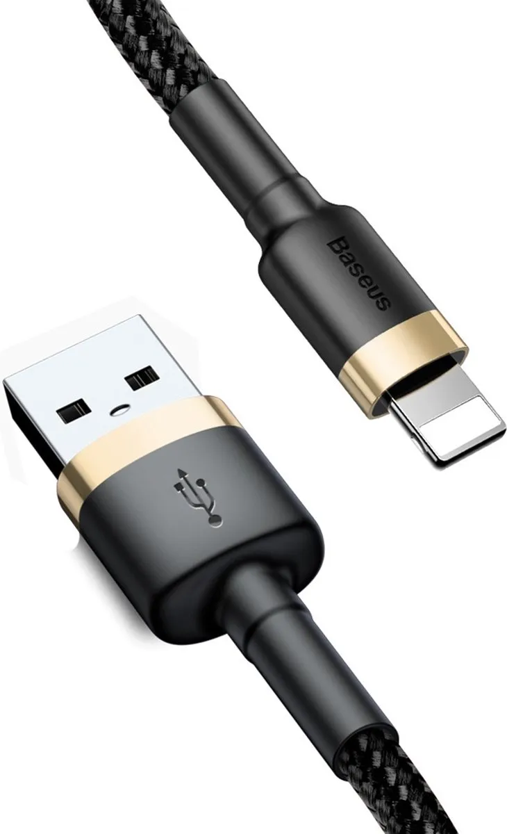 Baseus Cafule USB naar Lightning 1M - Nylon - Zwart/Goud - afbeelding 6 van 6