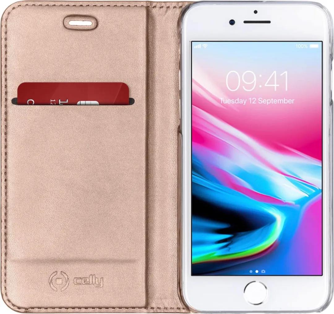Celly Air Case Book Hoesje Goud - iPhone 7/8/SE 2020/2022