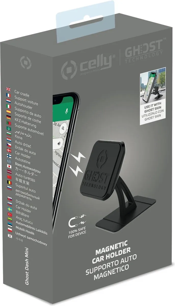 Celly Ghost Dash Mini Telefoonhouder - Magnetisch - Zwart - afbeelding 6 van 6