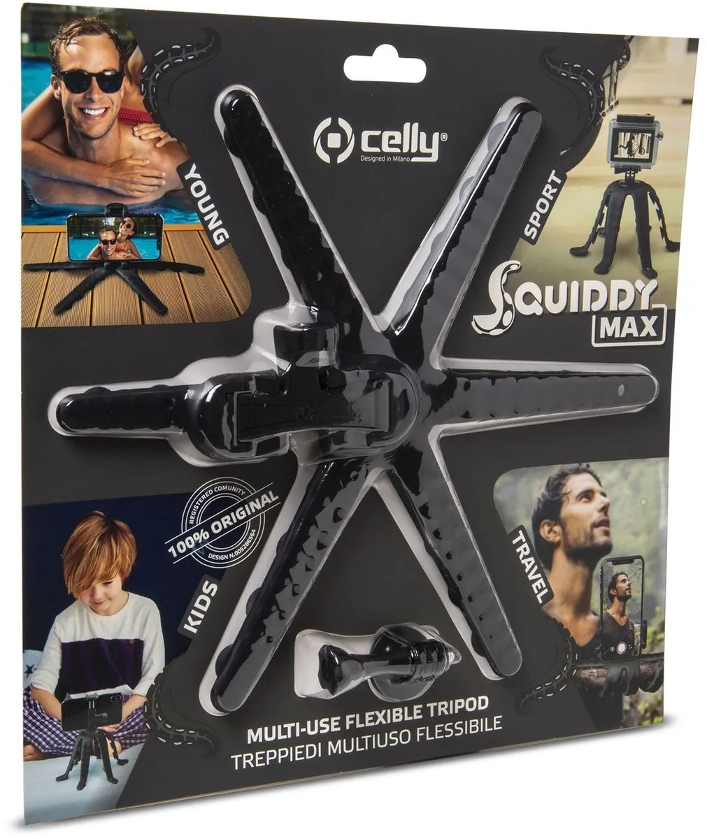Celly Squiddymax Smartphonehouder - Universeel 8 inch - Zwart
