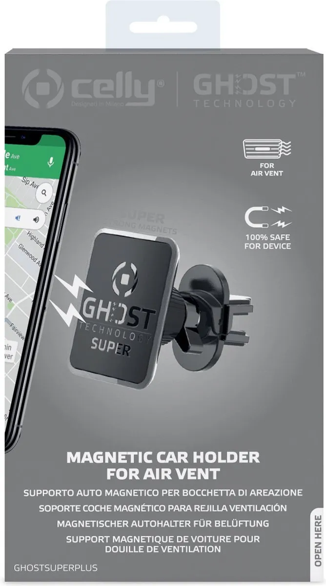 Celly Ghost Super Plus Telefoonhouder - Magnetisch 360° - 6.5" - Zwart