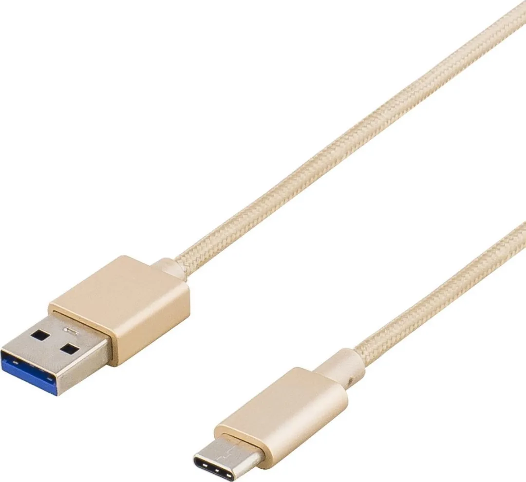 Deltaco USBC-1256 USB-A naar USB-C Kabel 1m
