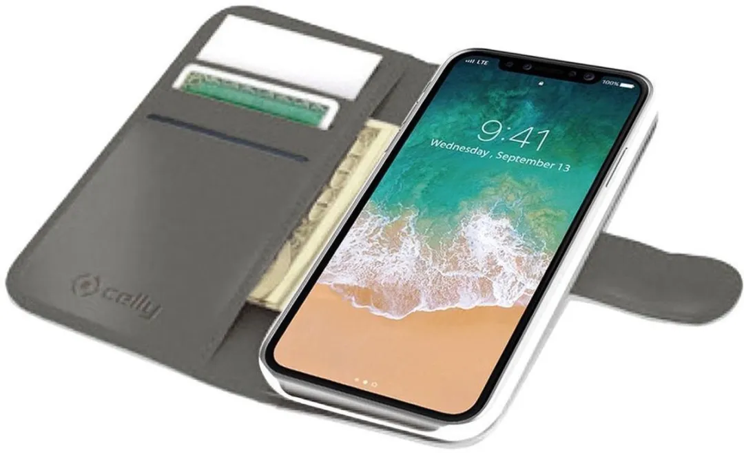 Celly Hoesje iPhone XS/X - 3 Pasjes - Wit