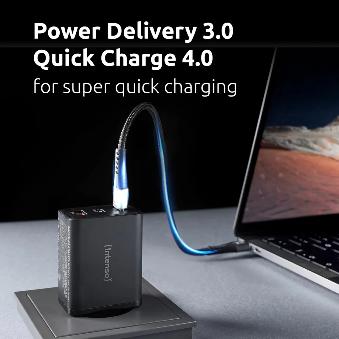 Intenso W65ACC GaN USB-oplader 65W - 1x USB-A 2x USB-C - Zwart