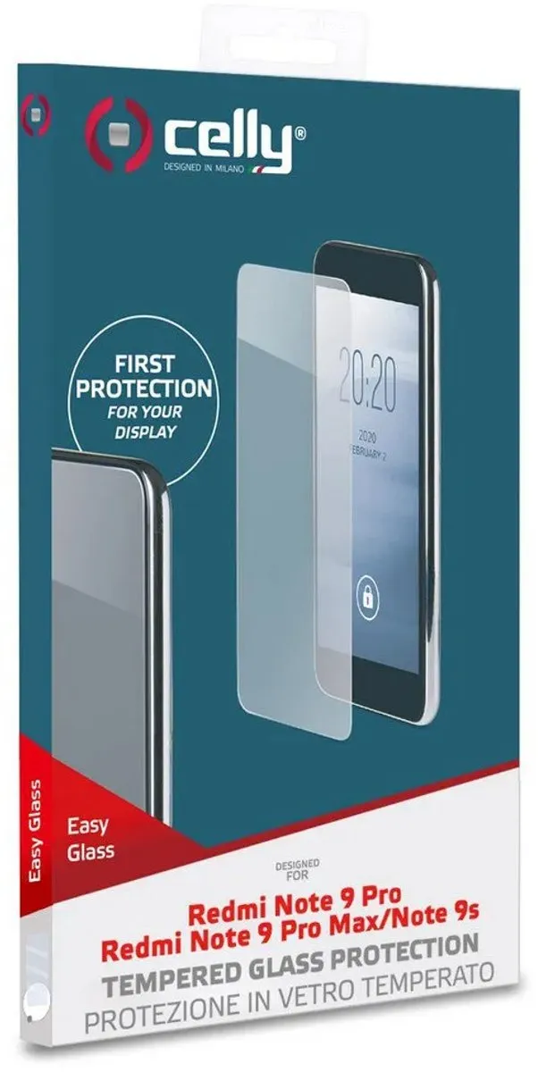 Celly Xiaomi Redmi Note 9 Pro/9S/Max Glasbeschermer - Transparant