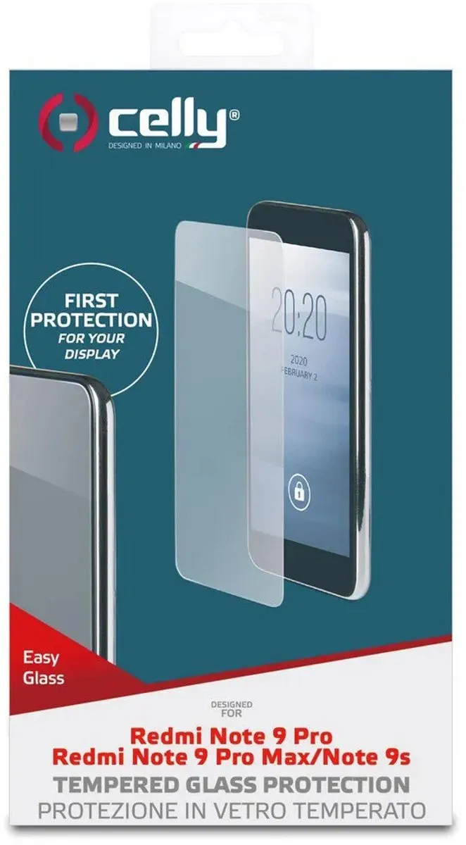 Celly Xiaomi Redmi Note 9 Pro/9S/Max Glasbeschermer - Transparant