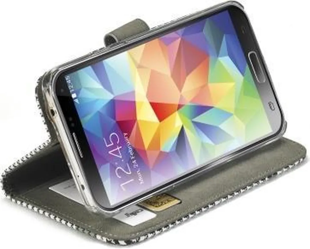 Celly Samsung Galaxy S5 Mini Pied De Poule Wallet Case - Zwart - afbeelding 2 van 3