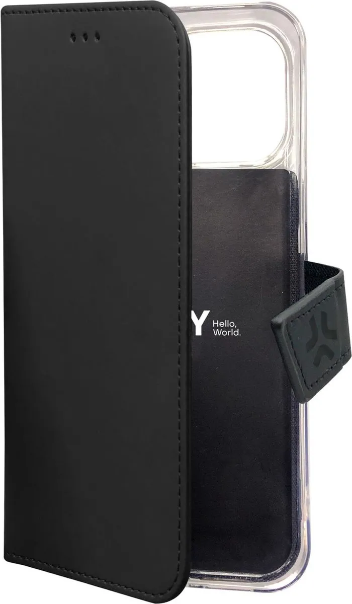 Celly Wally Bookcase Hoesje iPhone 15 Pro - Kunstleer - 3 Pasjes - Zwart - afbeelding 6 van 6