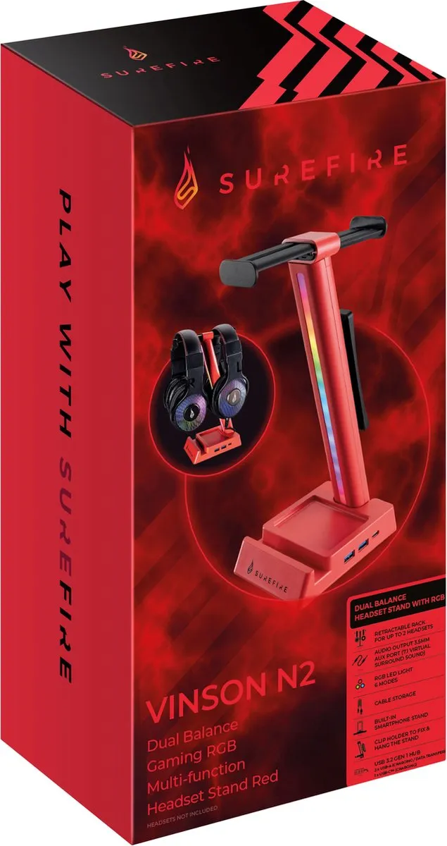 Verbatim SureFire VINSON N2 Koptelefoonstandaard - Rood - afbeelding 5 van 6