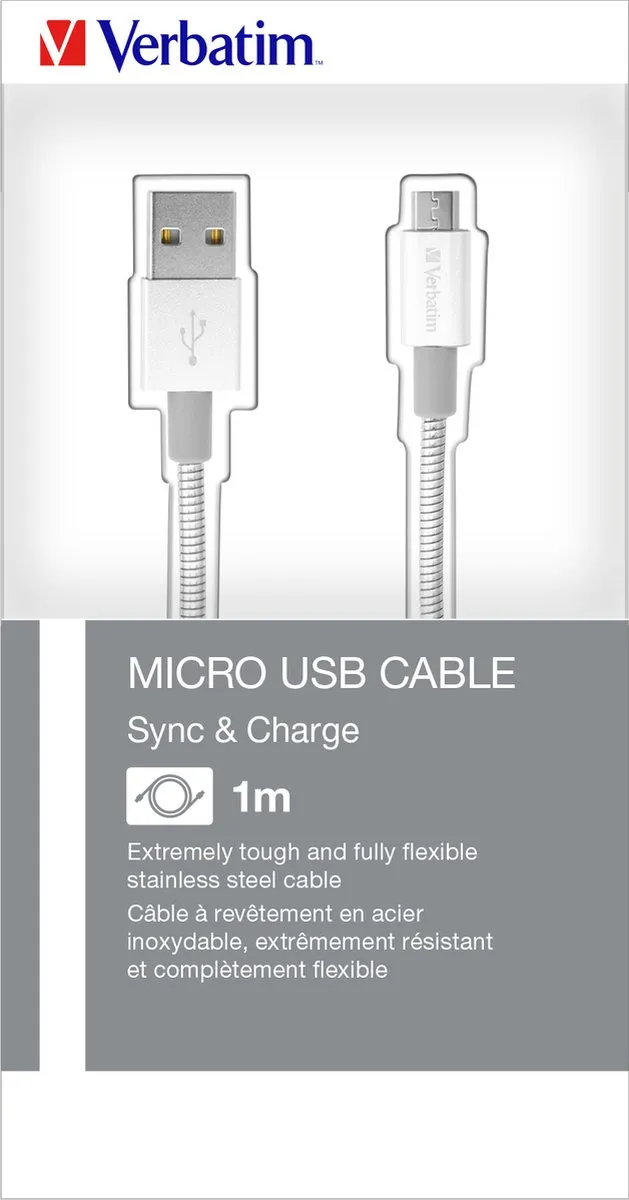 Verbatim Micro USB Sync&Charge Kabel 100cm - Zilver