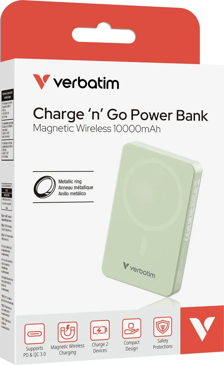 Verbatim Charge 'n' Go Essentials Powerbank 10000mAh - Groen - afbeelding 6 van 6