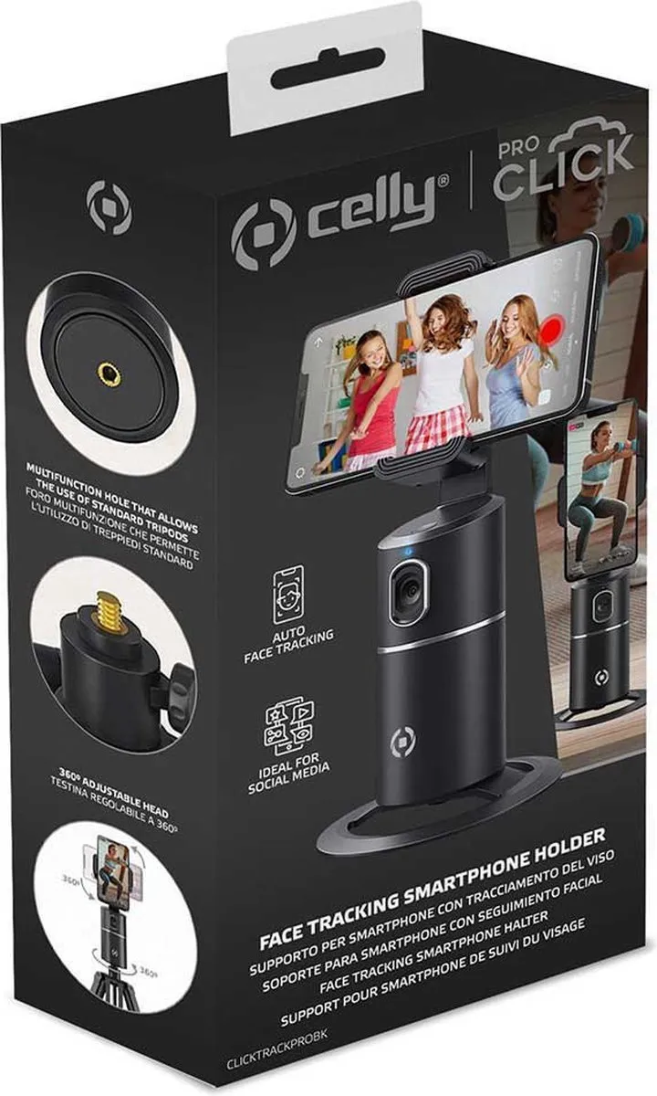 Celly Clicktrackprobk Roterende Smartphonehouder - 9 Inch - Zwart