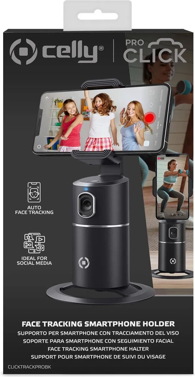 Celly Clicktrackprobk Roterende Smartphonehouder - 9 Inch - Zwart