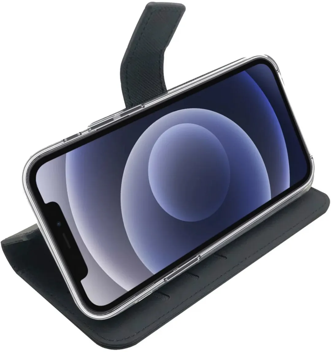 Celly Wally Bookcase Hoesje iPhone 13 Mini - Kunstleer - 3 Pasjes - Zwart