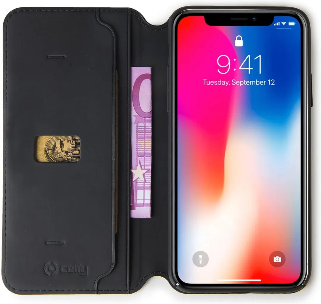 Celly Prestige Walletcase iPhone X/Xs - 8021735737537 - Zwart