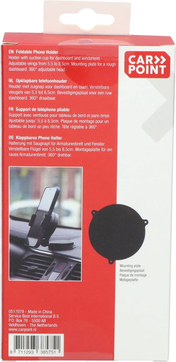 Carpoint Telefoonhouder Rond - Universeel 6.5" - Zwart