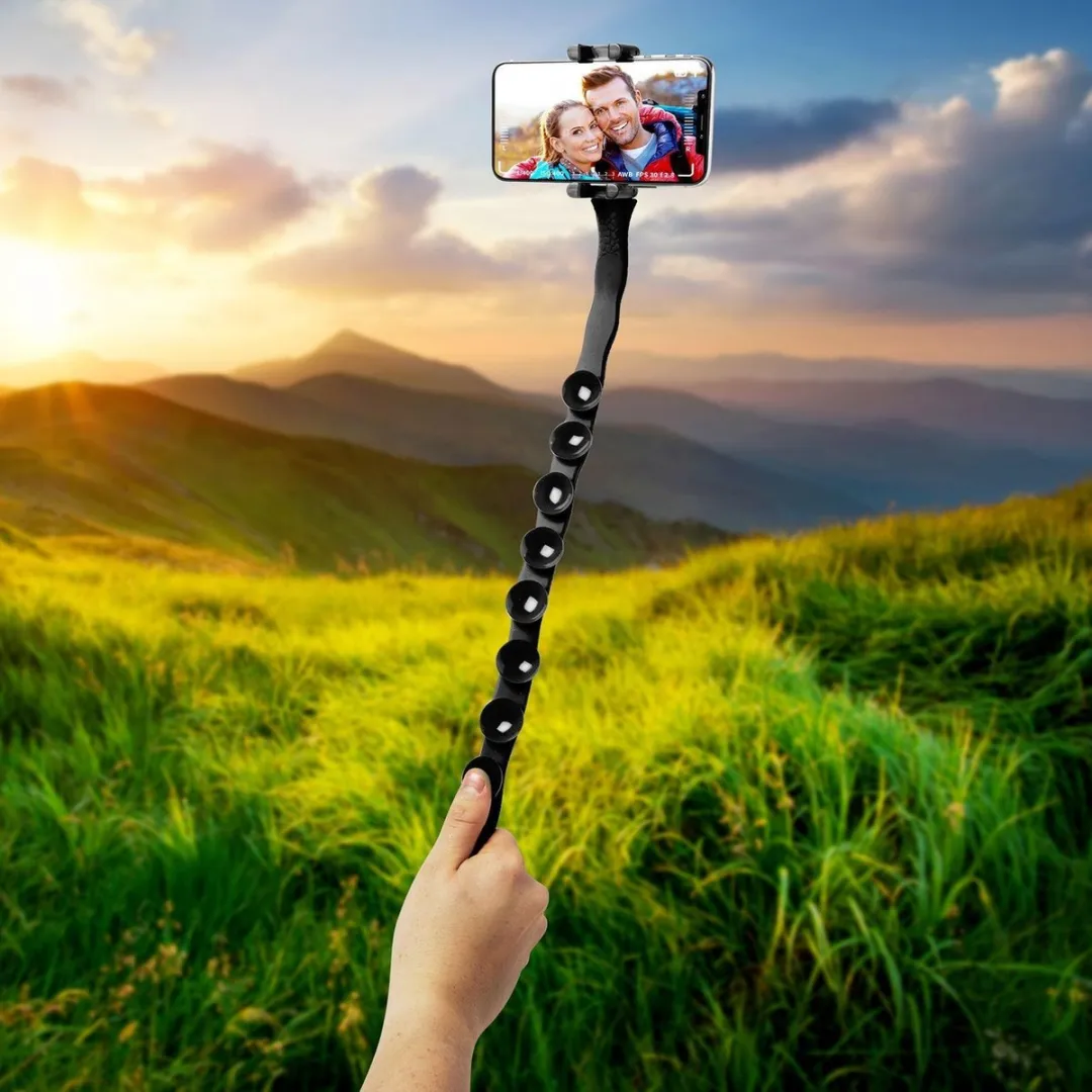 Celly Snake Selfiestick - Smartphone tot 15 Inch - 500g Draagvermogen - Zwart - afbeelding 6 van 6