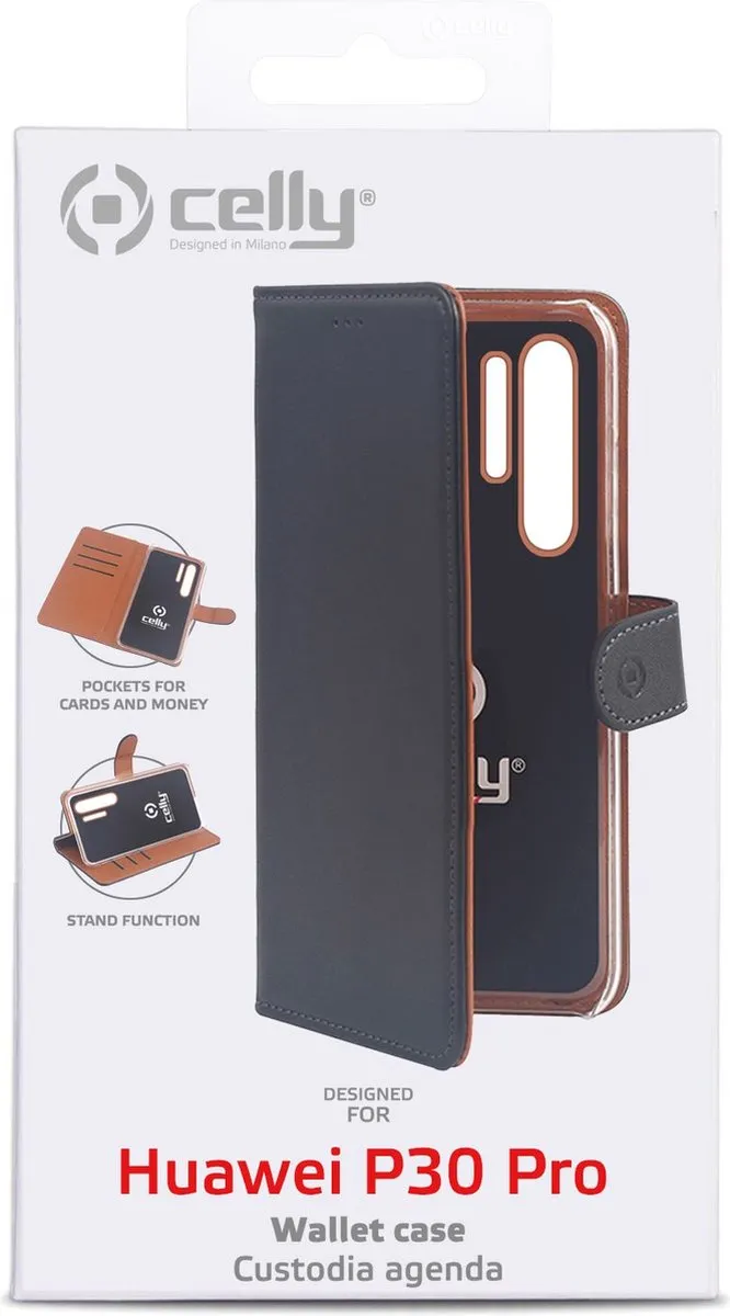 Celly Boekmodel Hoesje Huawei P30 Pro WALLY846 - Zwart