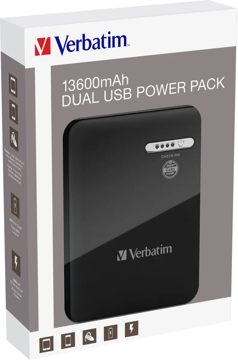 Verbatim 98343 Power Pack 13.600mAh - 2x USB - Zwart - afbeelding 6 van 6