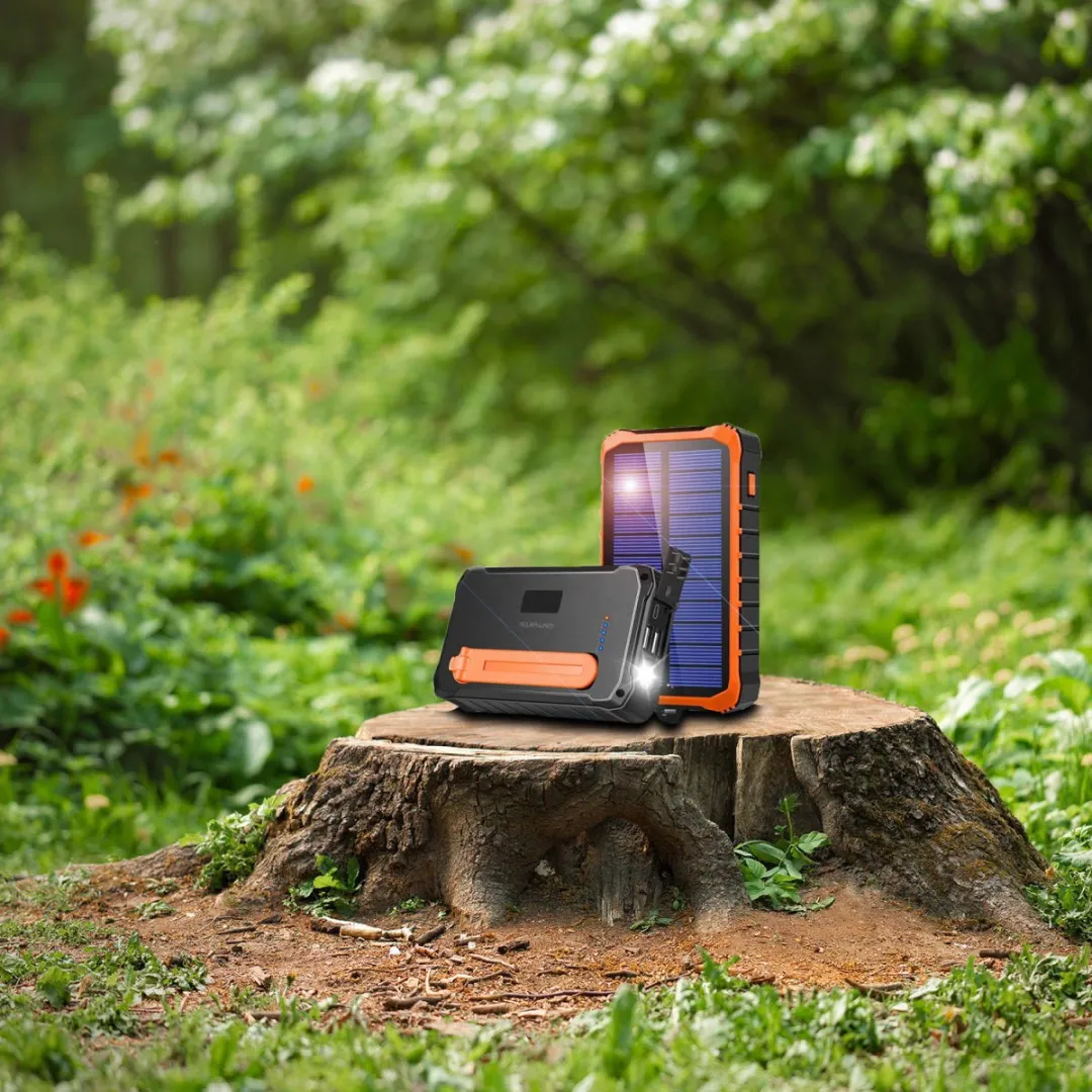 4Smarts Solar Powerbank 12000mAh - 22.1W - Zwart/Oranje