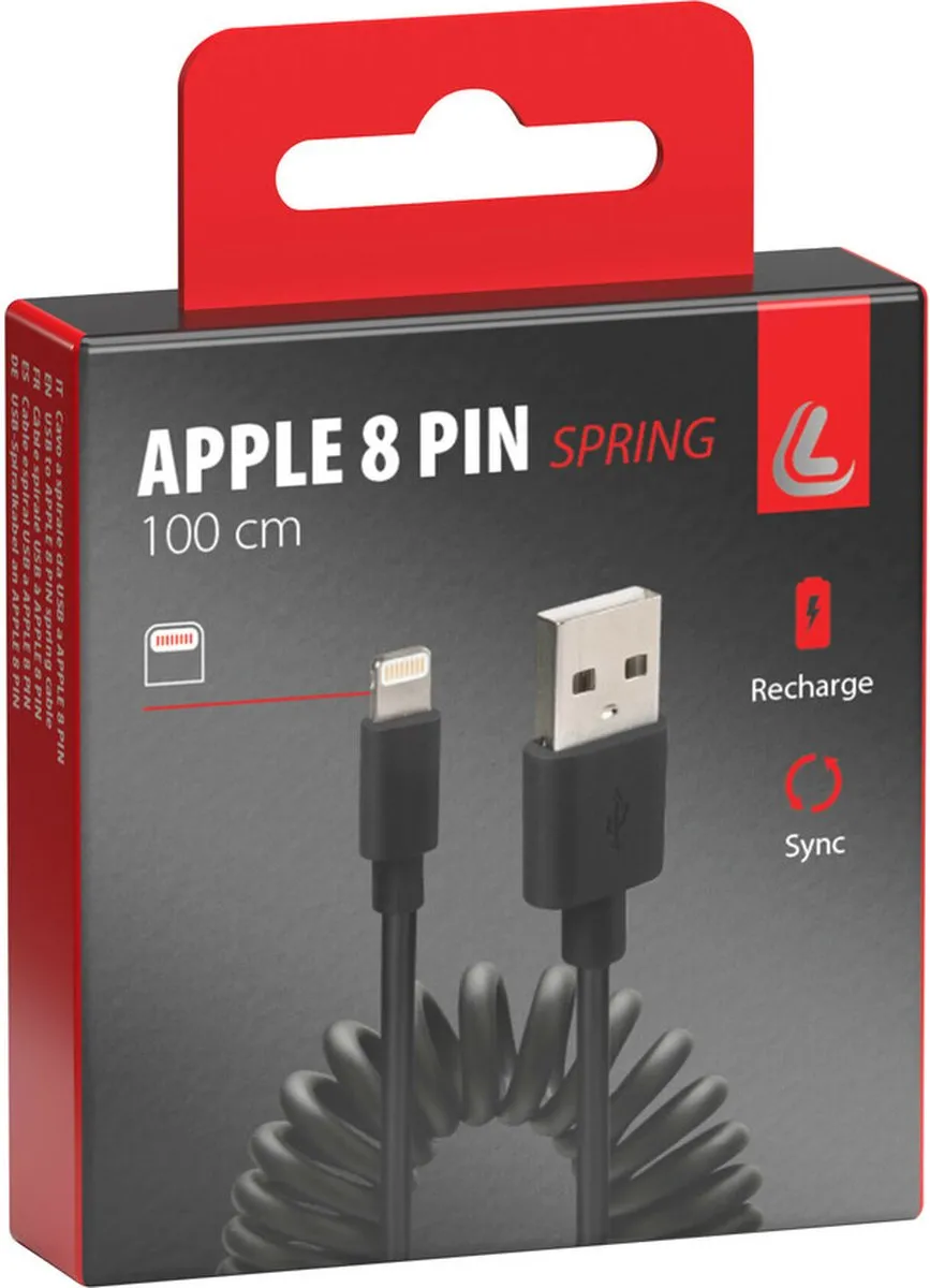Lampa iPhone USB A naar Lightning Kabel 1m - Zwart