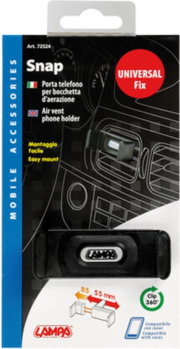 Lampa Snap Universele Telefoonhouder Auto - 6.5 Inch - Zwart - afbeelding 6 van 6
