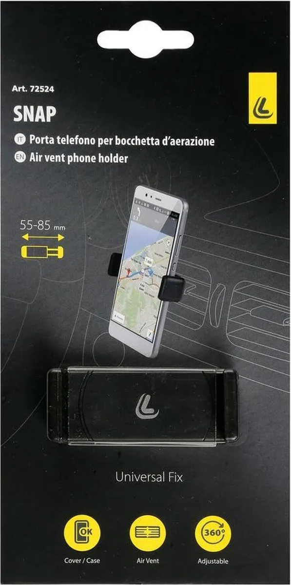 Lampa Snap Universele Telefoonhouder Auto - 6.5 Inch - Zwart