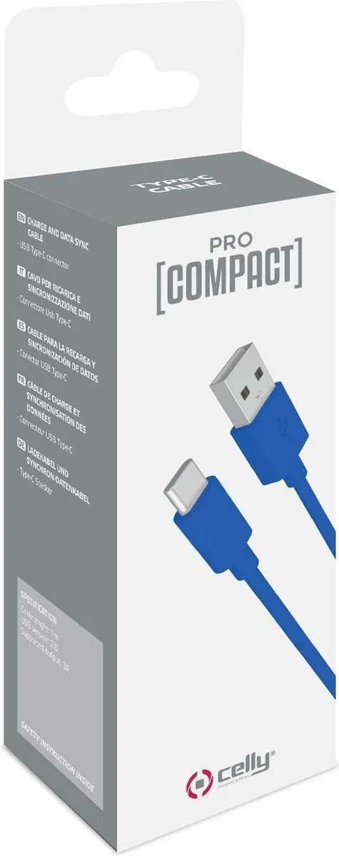 Celly USB-C Kabel 1m - Blauw