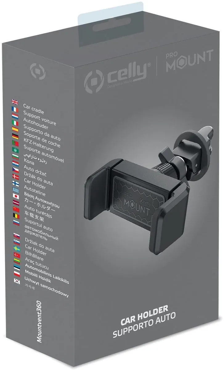 Celly Telefoonhouder Airvent 360° - Zwart - afbeelding 6 van 6
