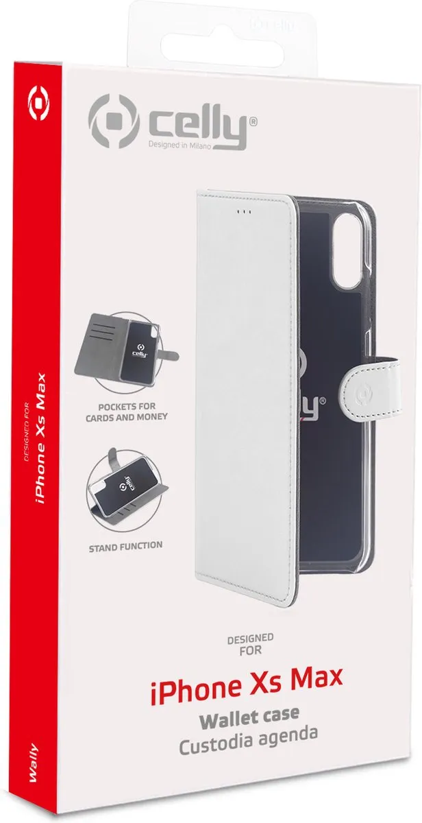 Celly Hoesje iPhone XS Max WALLY999WH - 3 Pasjes - Wit - afbeelding 3 van 5