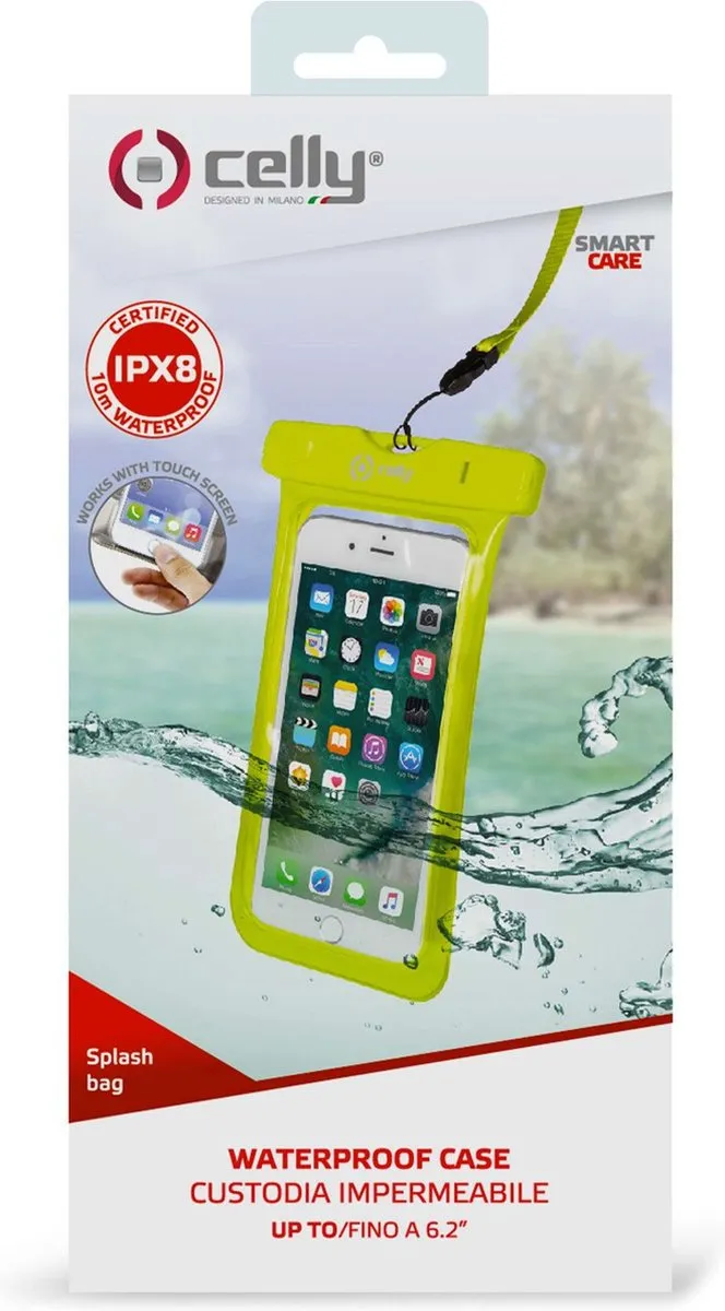 Celly SplashBag Beschermhoes 6,2 Inch - Geel - SPLASHBAG18YL