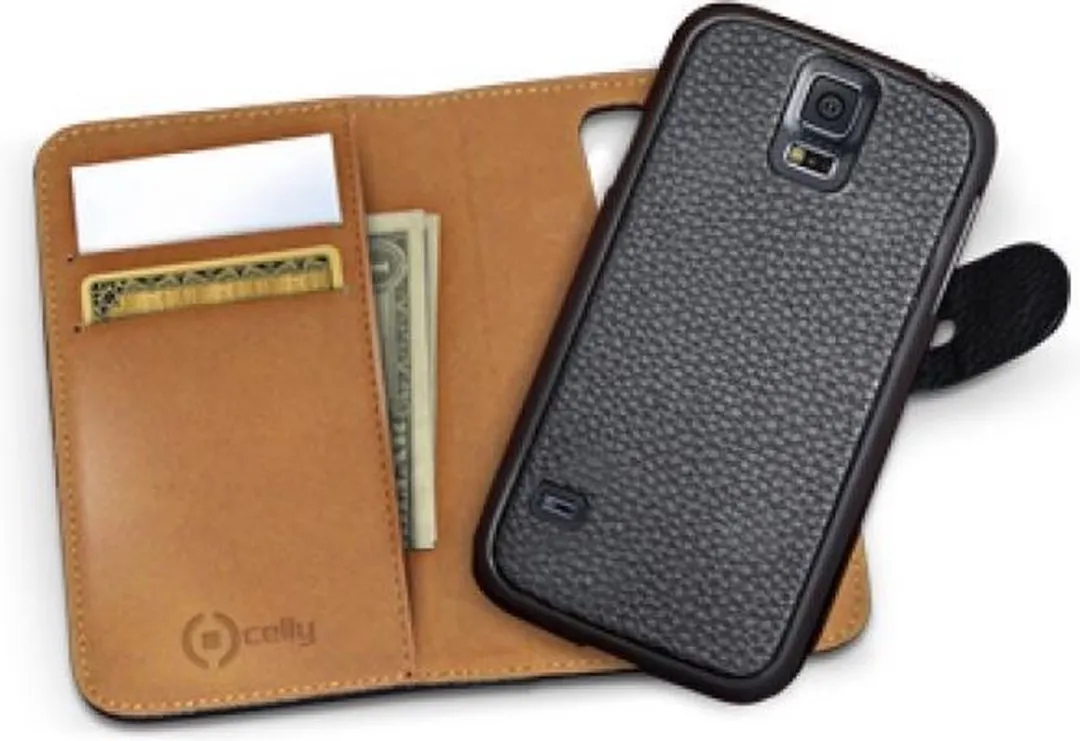 Celly Ambo 2in1 Samsung Galaxy S5 Mini Hoes - 3 Pasjes - Zwart/Bruin - afbeelding 3 van 3