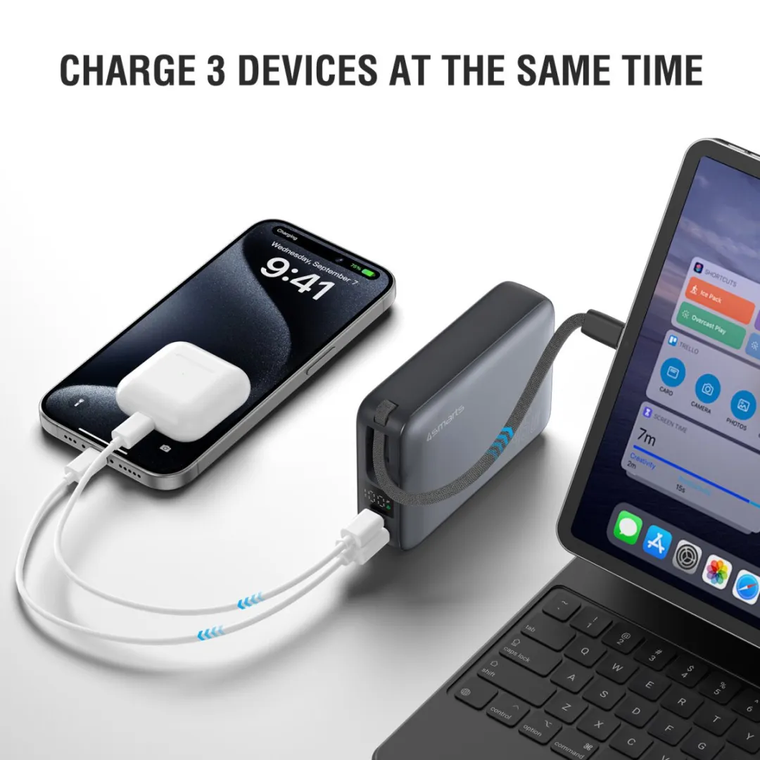 4Smarts Powerbank 20000mAh 45W - USB-C - Grijs