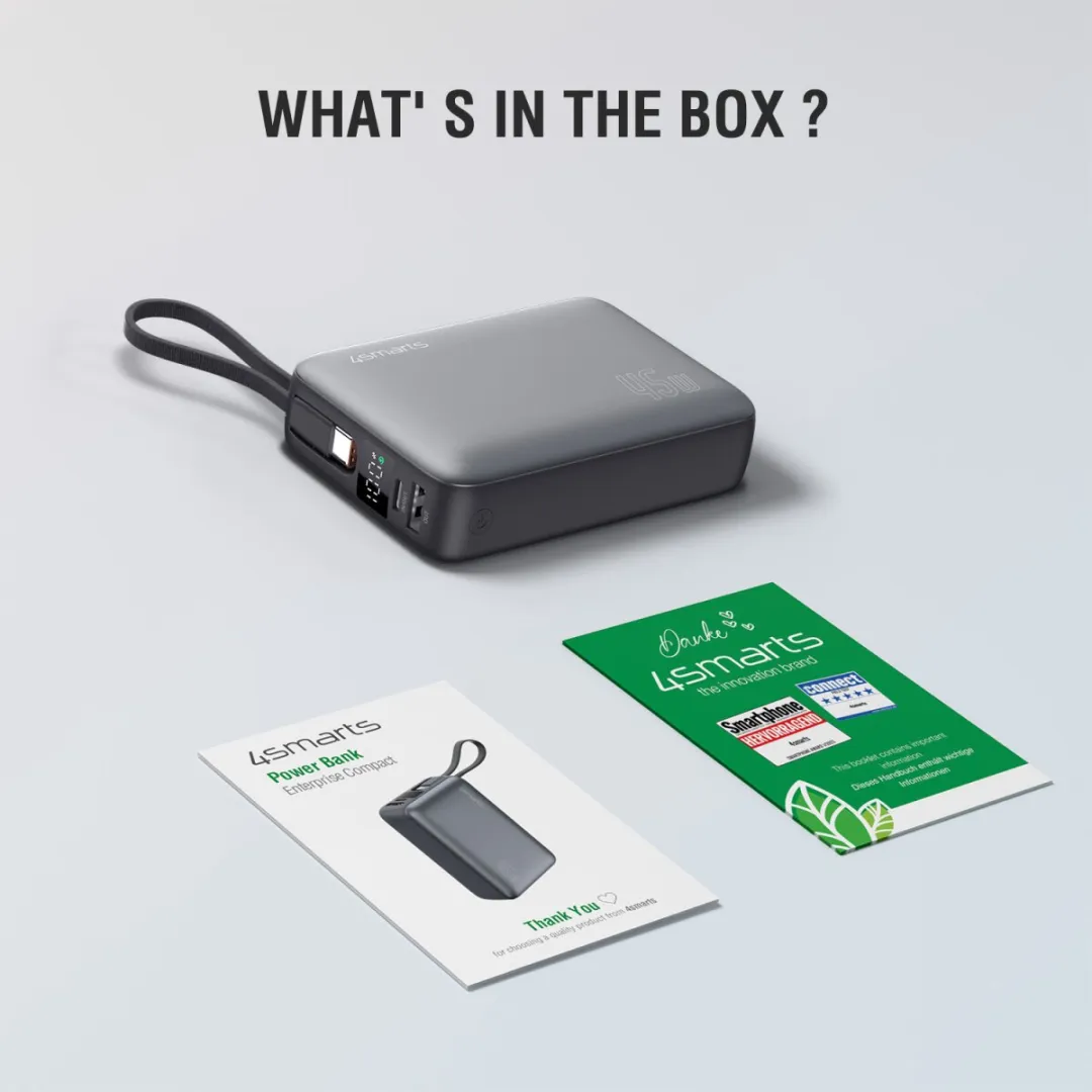 4Smarts Powerbank 20000mAh 45W - USB-C - Grijs