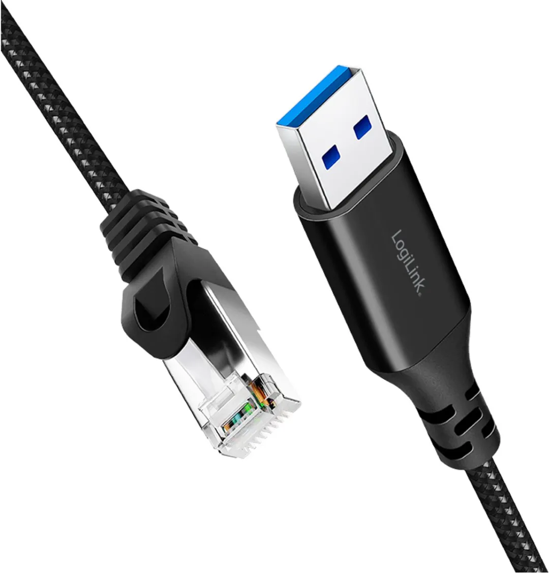 Logilink CU0404 USB 3.0 naar RJ45 Adapterkabel - Zwart