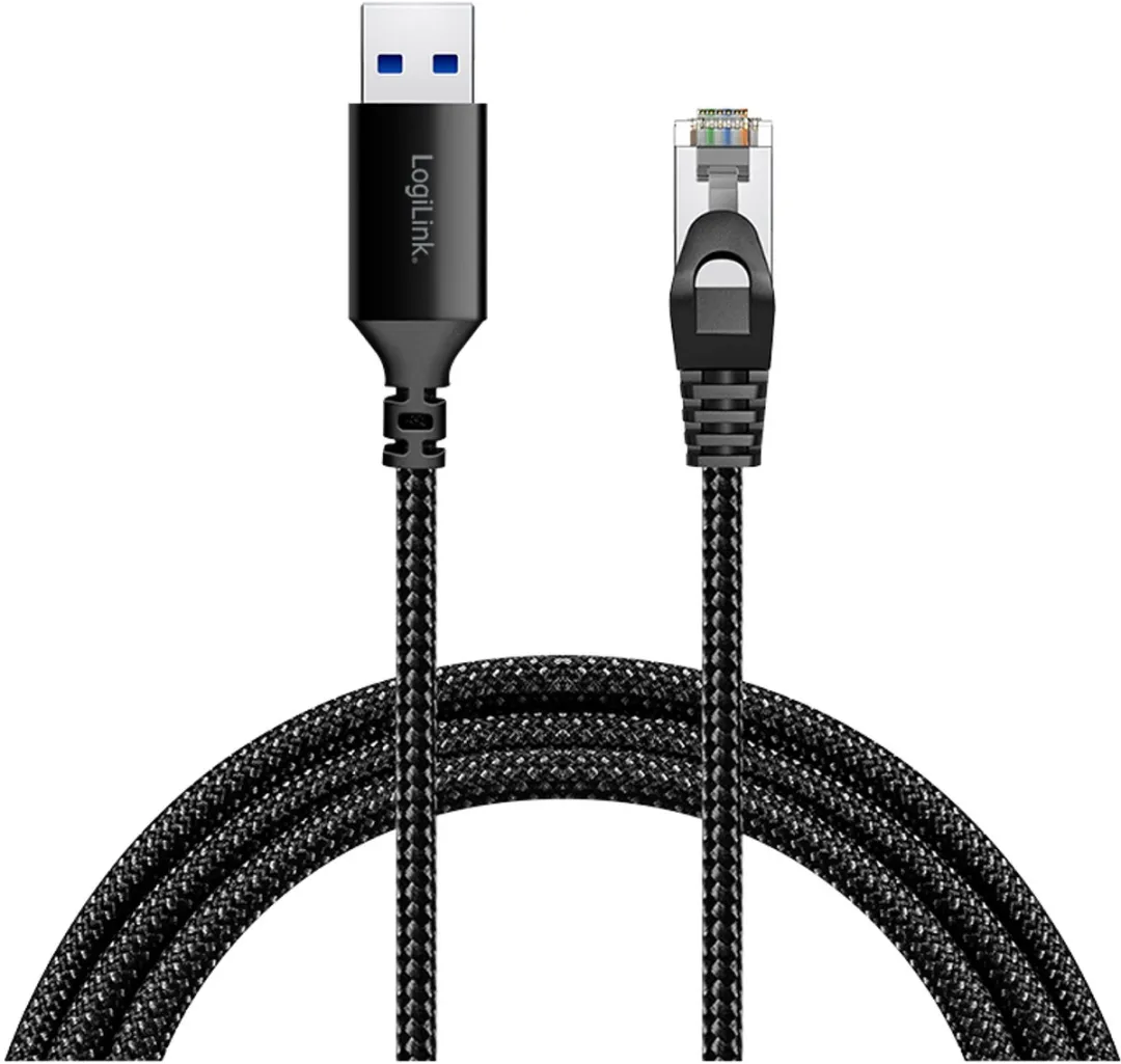 Logilink CU0404 USB 3.0 naar RJ45 Adapterkabel - Zwart