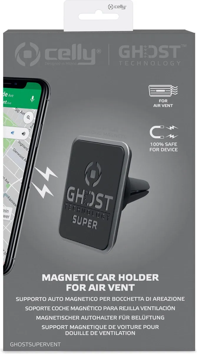 Celly Ghost Super Vent Magnetische Telefoonhouder - Universeel 8" - Zwart