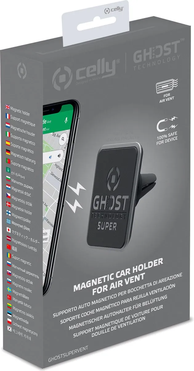 Celly Ghost Super Vent Magnetische Telefoonhouder - Universeel 8" - Zwart