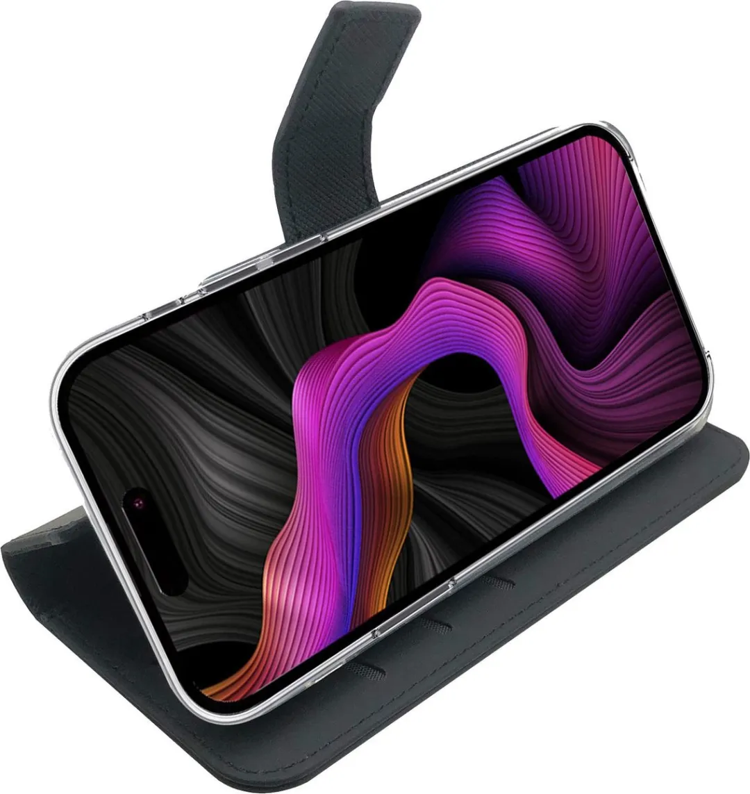 Celly Wally Bookcase Hoesje iPhone 15 Plus - Kunstleer Zwart - 3 Pasjes