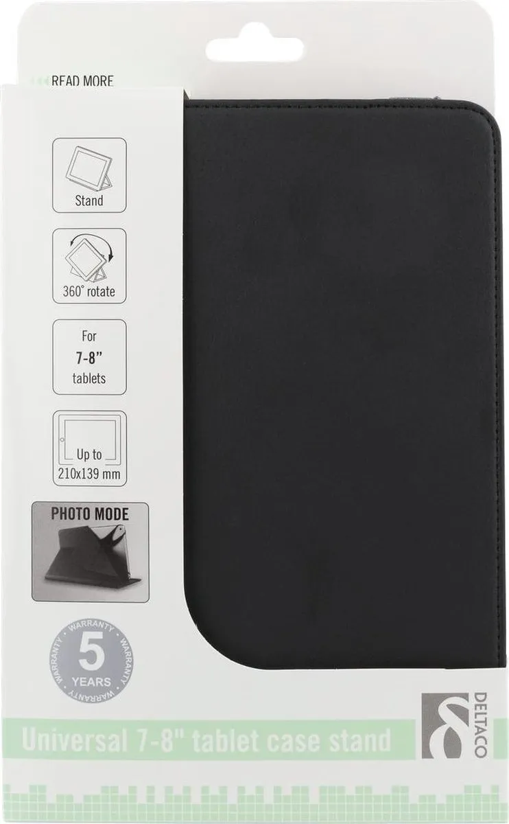 Deltaco TPF-1224 Universele Tablethoes 8" - 360° Draaibaar - Zwart - afbeelding 6 van 6