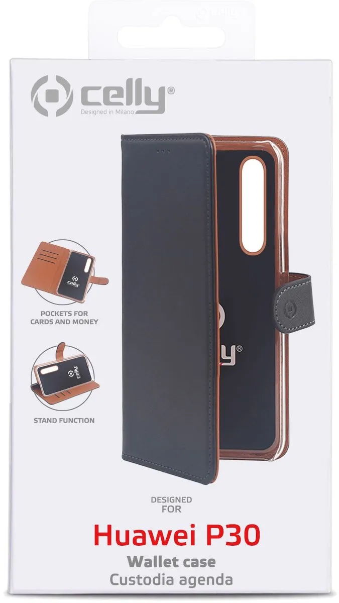 Celly Boekmodel Hoesje Huawei P30 WALLY848 - 3 Pasjes - Zwart