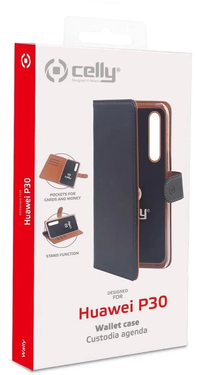 Celly Boekmodel Hoesje Huawei P30 WALLY848 - 3 Pasjes - Zwart