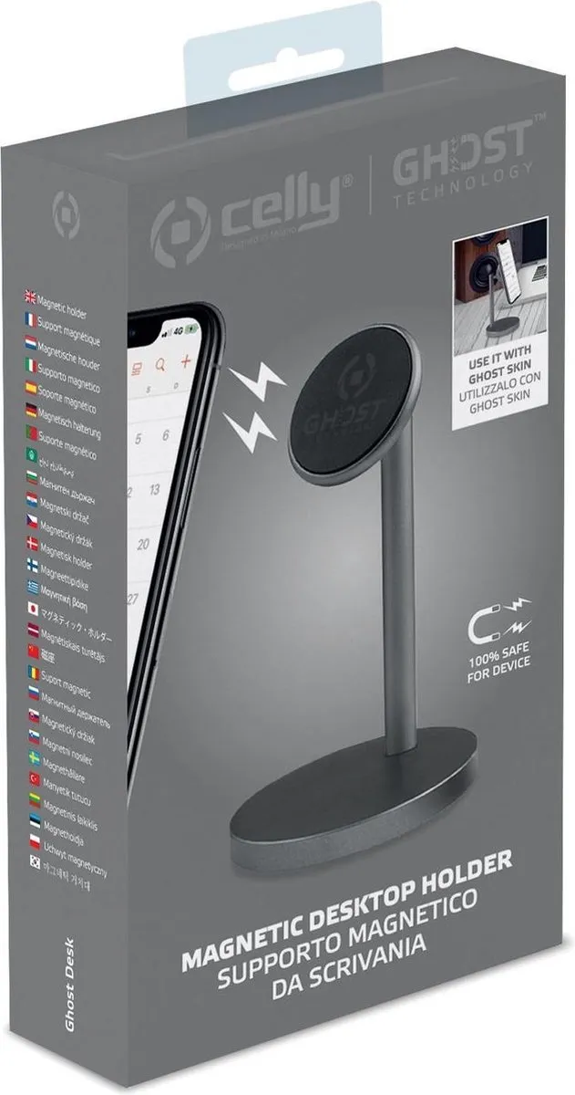 Celly GhostDesk Telefoonhouder Bureau - Magnetisch - Grijs