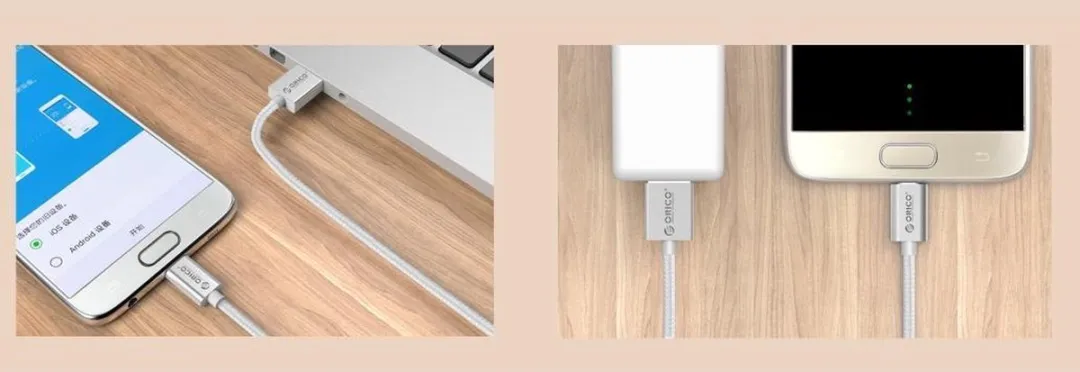 ORICO USB-A naar Micro USB Kabel 2.4A 15cm - Zilver