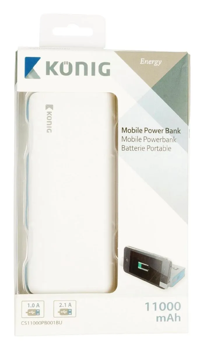 König CS11000PB001BU Powerbank 11000mAh - 2x USB - Wit