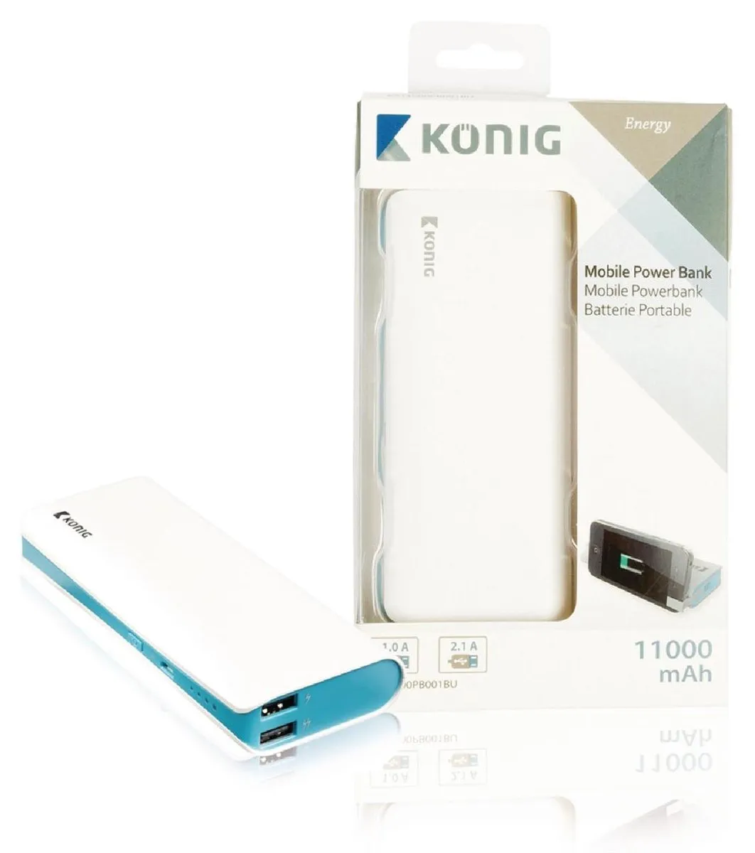 König CS11000PB001BU Powerbank 11000mAh - 2x USB - Wit