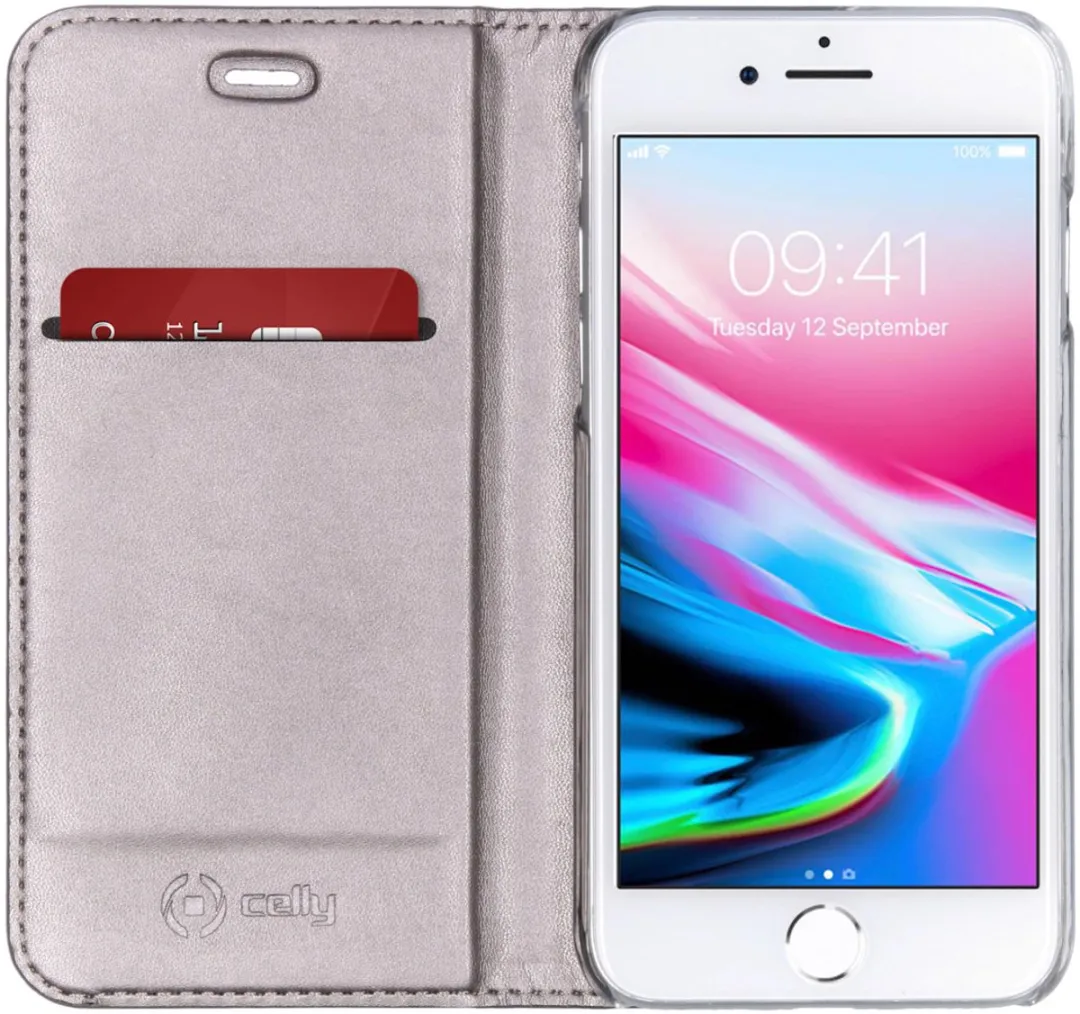 Celly Air Case Book Hoesje iPhone 7/8/SE - Zilver