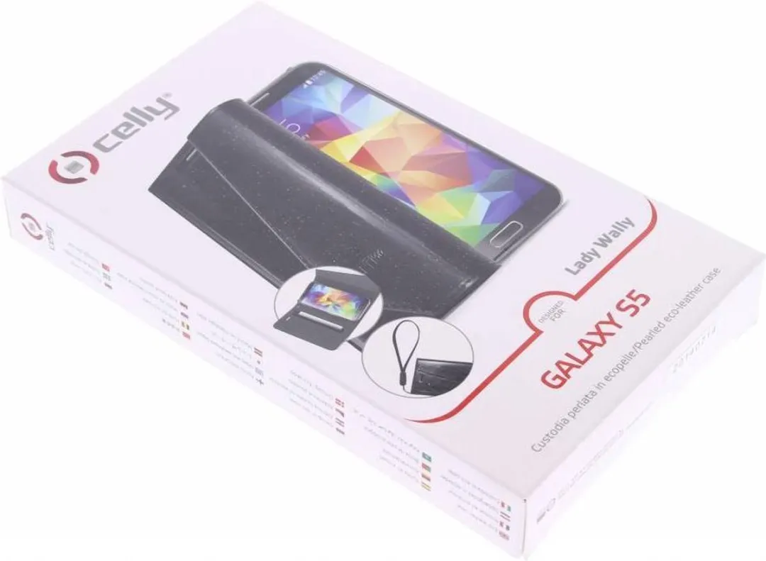 Celly Lady Wally Booktype Hoes Samsung Galaxy S5 - 3 Stuks - Zwart - afbeelding 2 van 3