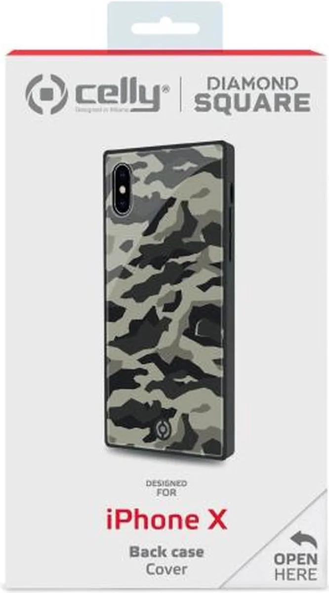 Celly Telefoonhoes Diamond Square iPhone X/Xs - Groen/Zwart